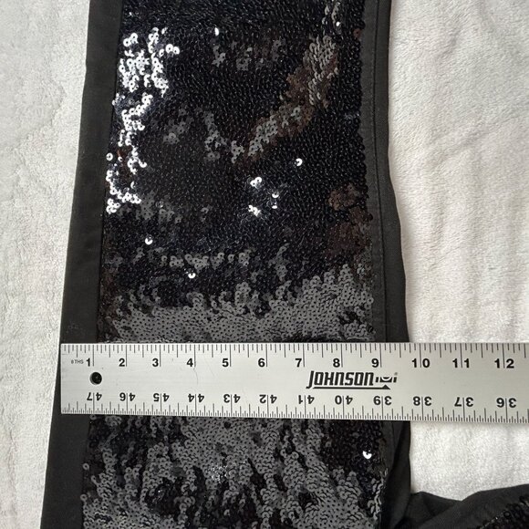 H&M Women's Black Sequined Skinny Pants Size 12 Mid-Rise Stretch Pockets Lined - Picture 7 of 8